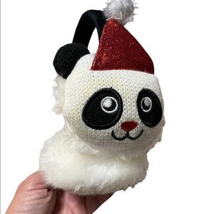 Child’s unisex faux fur and knit Panda Bear earmuffs.